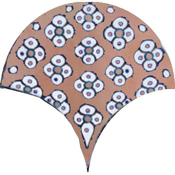 Mosaic House Moroccan tile Susie Berry 21-1 Pink White  hand painted handpainted fishscales 